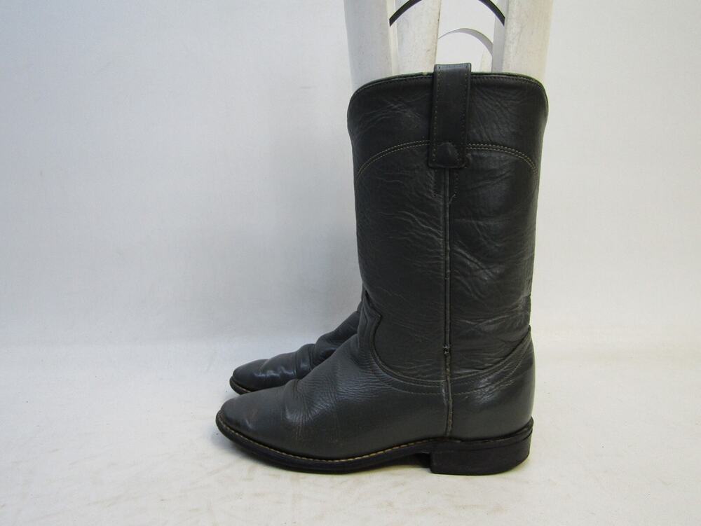 ACME Womens Size 6 M Gray Leather Roper Cowboy Western Boots